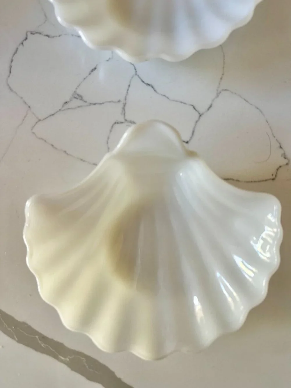 Vintage Milk Glass Shell Dishes Set of 4 | Coastal Decor | Scallop Candy Nut Tri